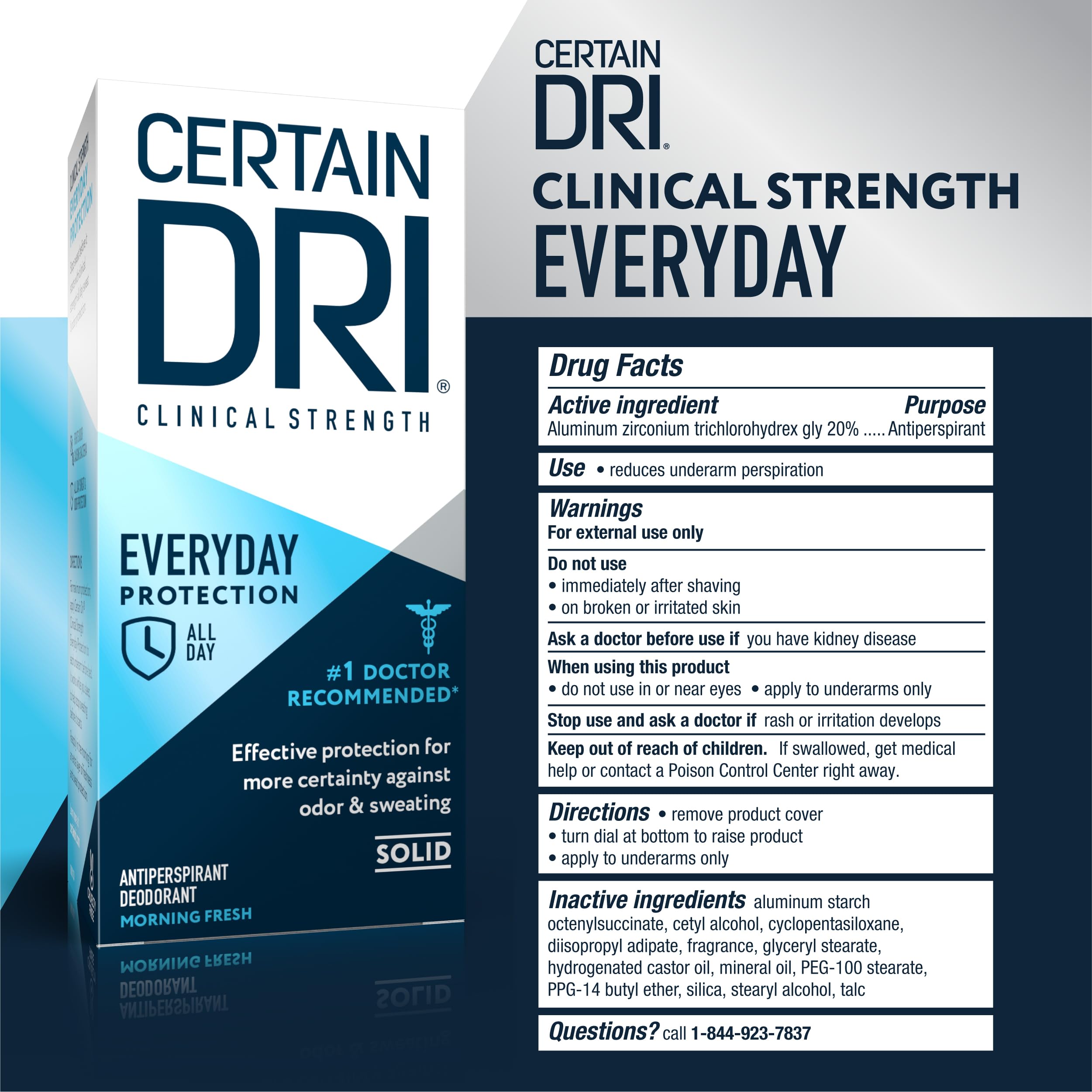 Certain Dri Everyday Strength dual-application-steps guides night and morning use.
