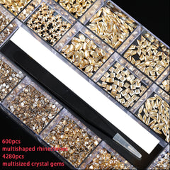 CESUSME champagne gems - gold-toned crystals ideal for nail accents and accessories.