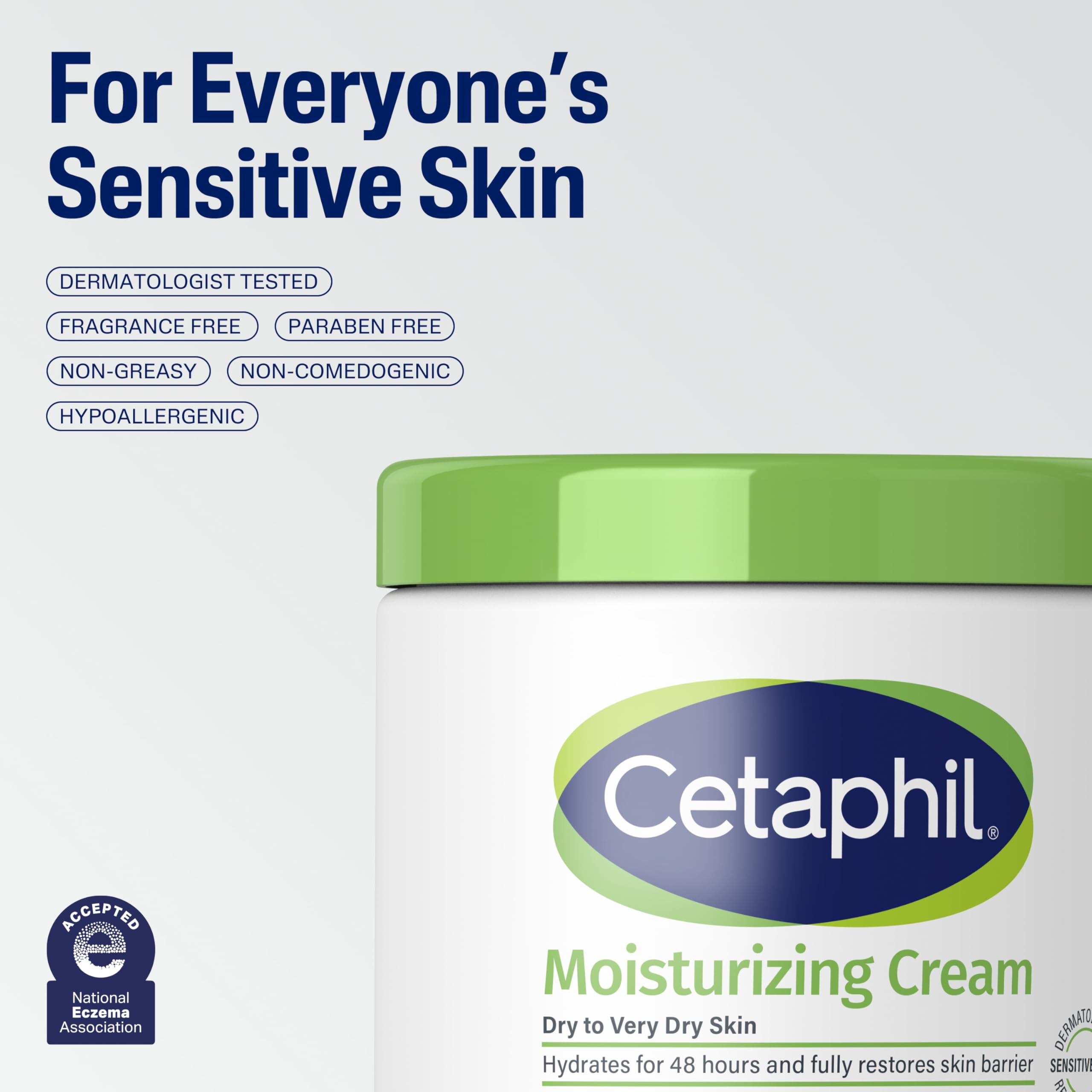 Cetaphil bottle pump dispense action showing non-greasy feel after use.