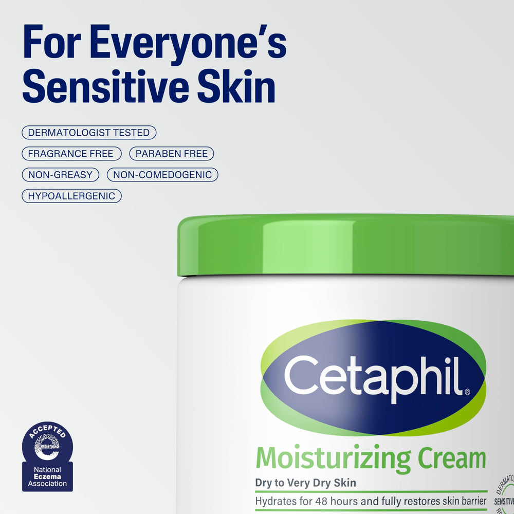 Cetaphil bottle pump dispense action showing non-greasy feel after use.