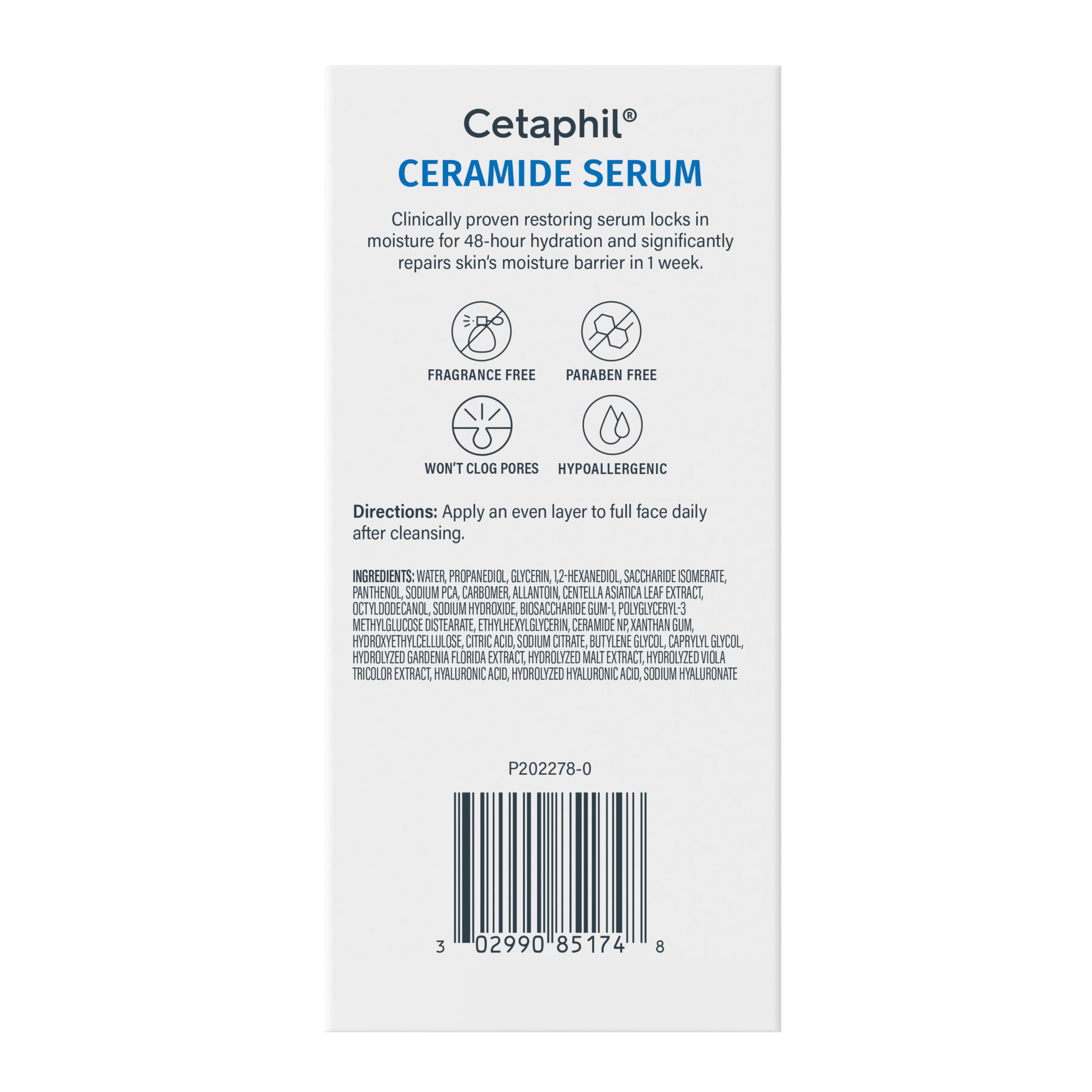 Cetaphil Ceramide Serum closeup logo reinforces trusted brand for delicate skincare.