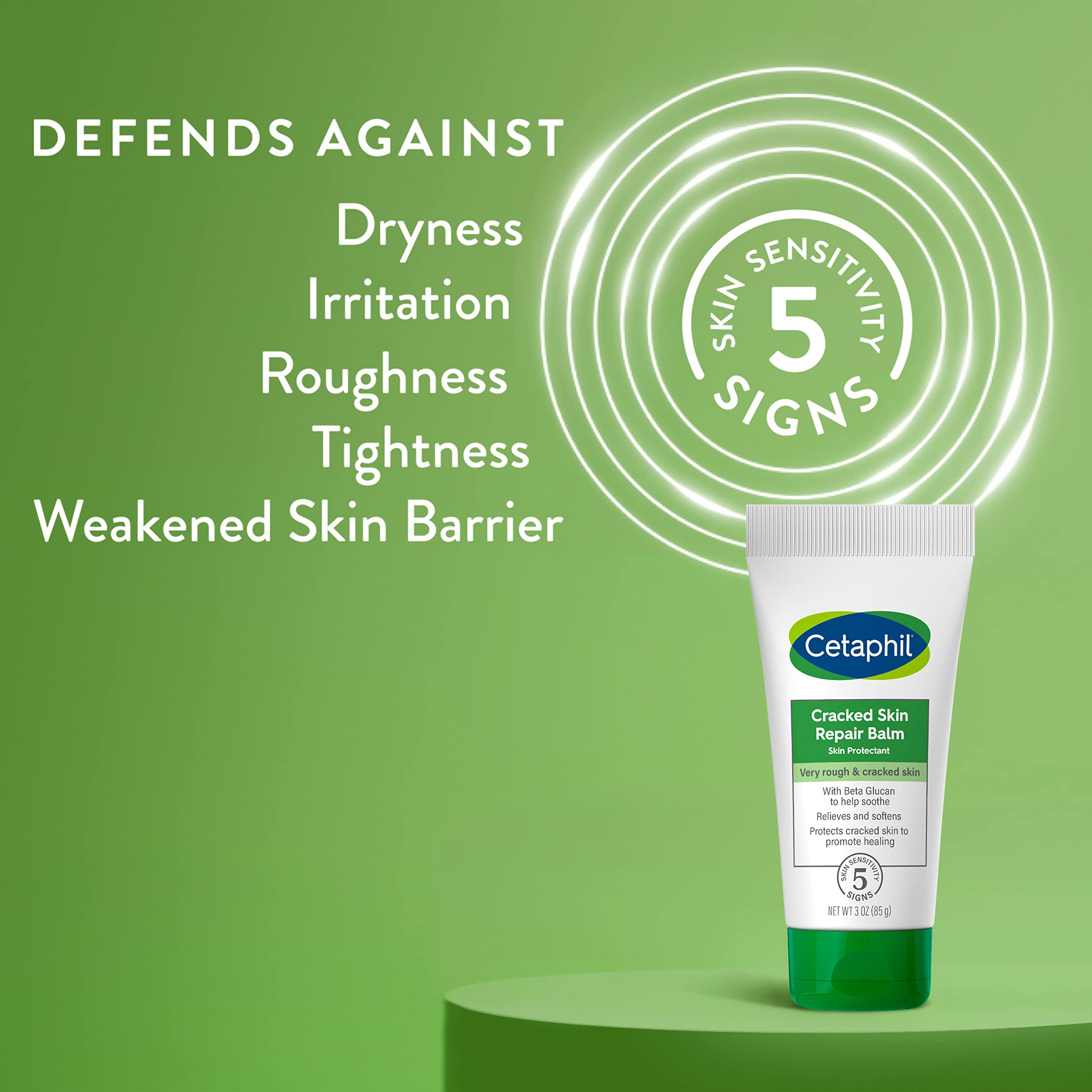 Cetaphil Cracked Skin Repair Balm being applied on hand for dry skin relief.