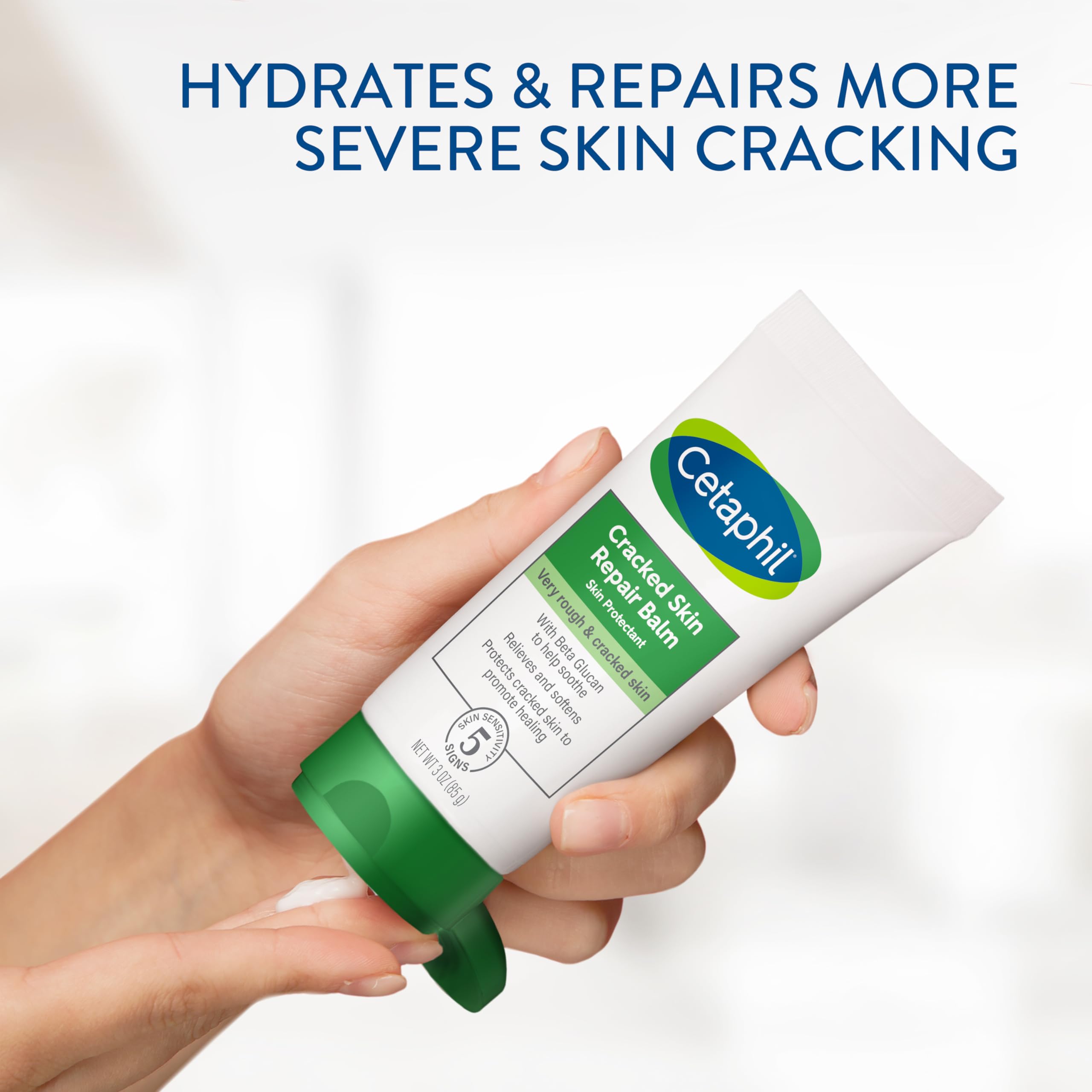 Cetaphil Cracked Skin Repair Balm on heel illustrating deep crack repair potential.