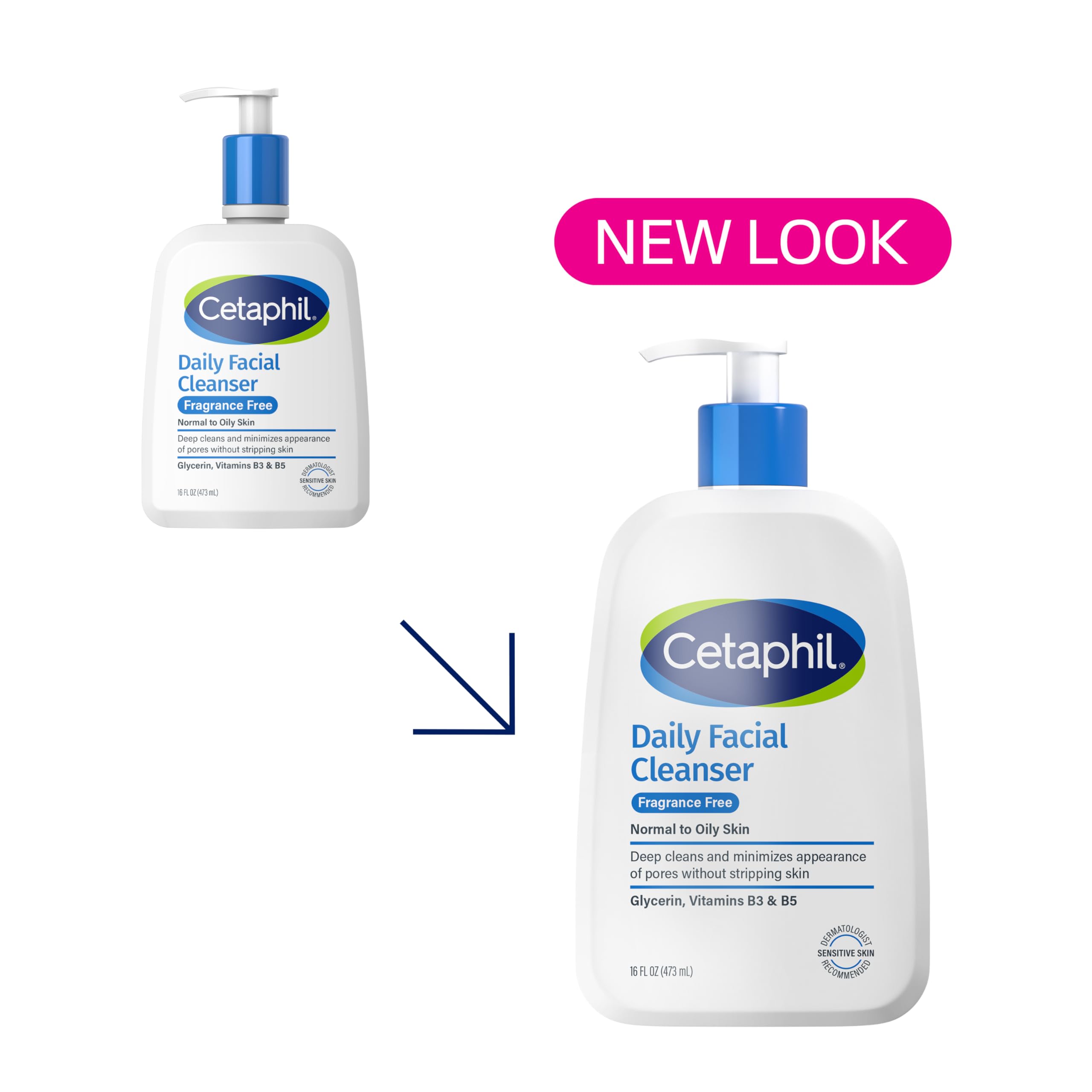 Cetaphil Daily Facial Cleanser fragrance-free packaging highlights hypoallergenic skincare