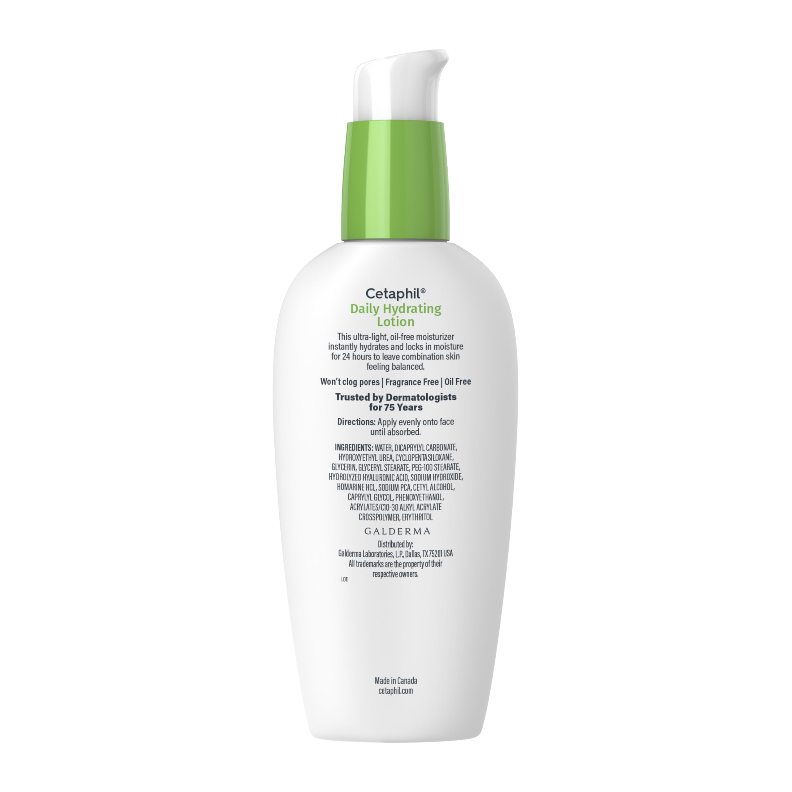 Visual of 24-hour hydration claim on Cetaphil bottle.