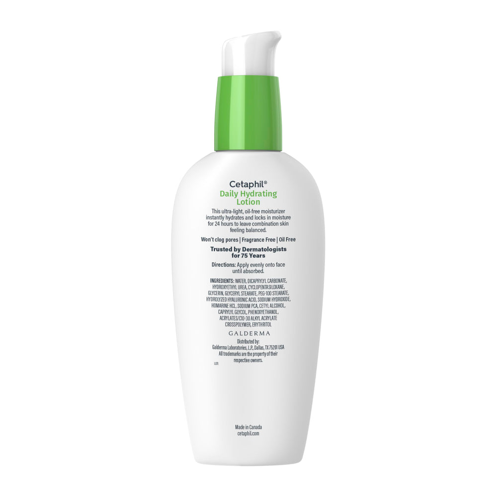 Visual of 24-hour hydration claim on Cetaphil bottle.