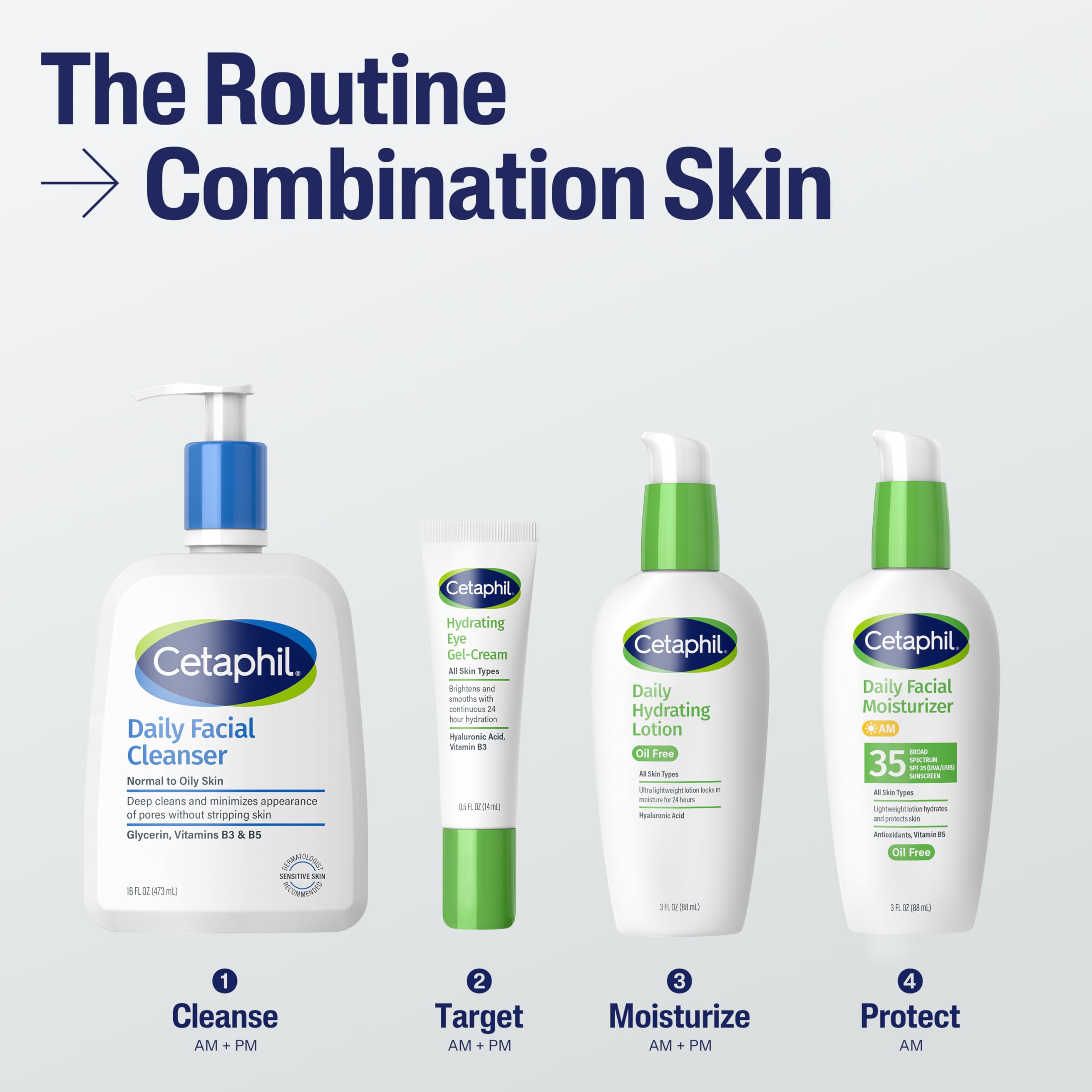 Fragrance-free Cetaphil label indicating gentle formula for sensitive skin.