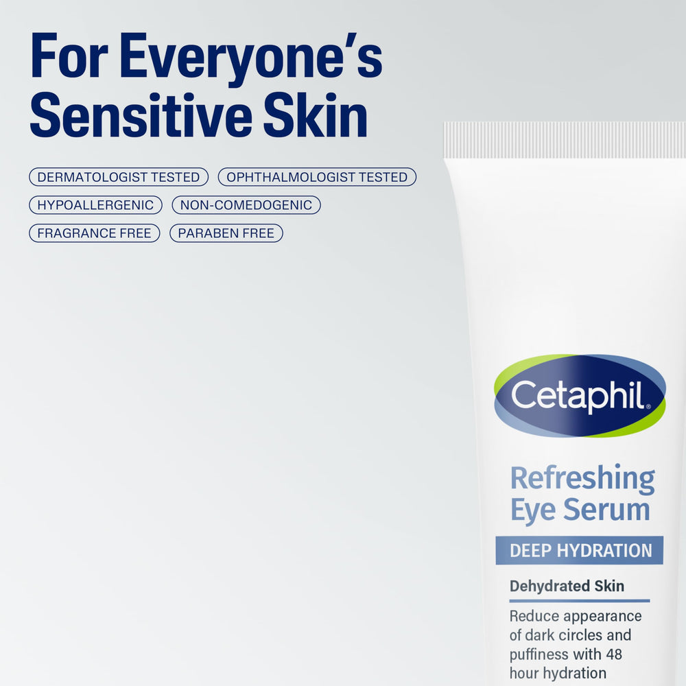 Cetaphil Deep Hydration Eye Serum with vitamin B5 supports rehydration around eyes.