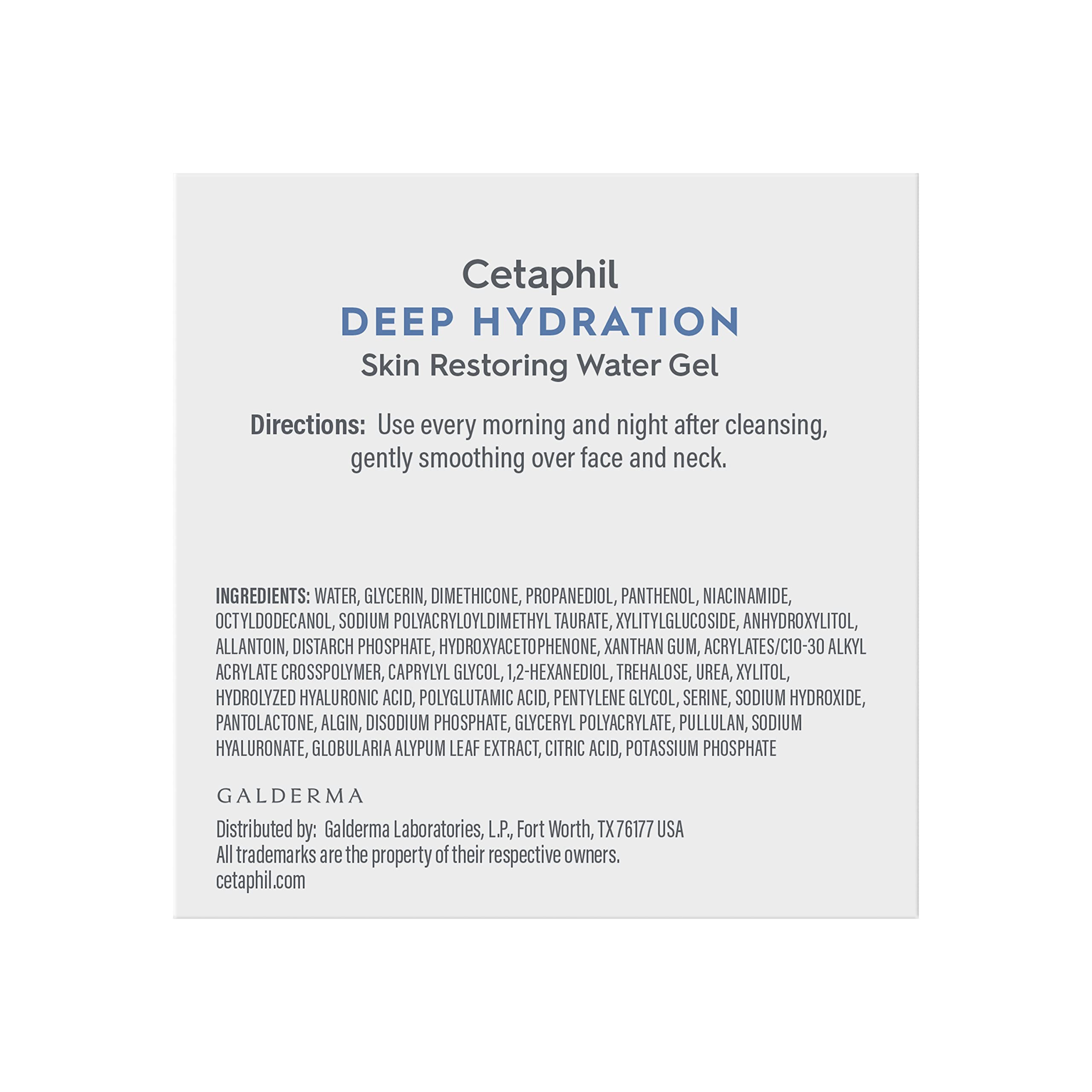 Texture close-up of Cetaphil Deep Hydration Water Gel indicating lightweight hydration.