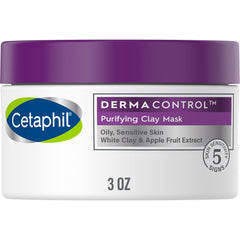 Cetaphil DermaControl Purifying Clay Mask packaging highlights fragrance-free, sensitive-skin design.