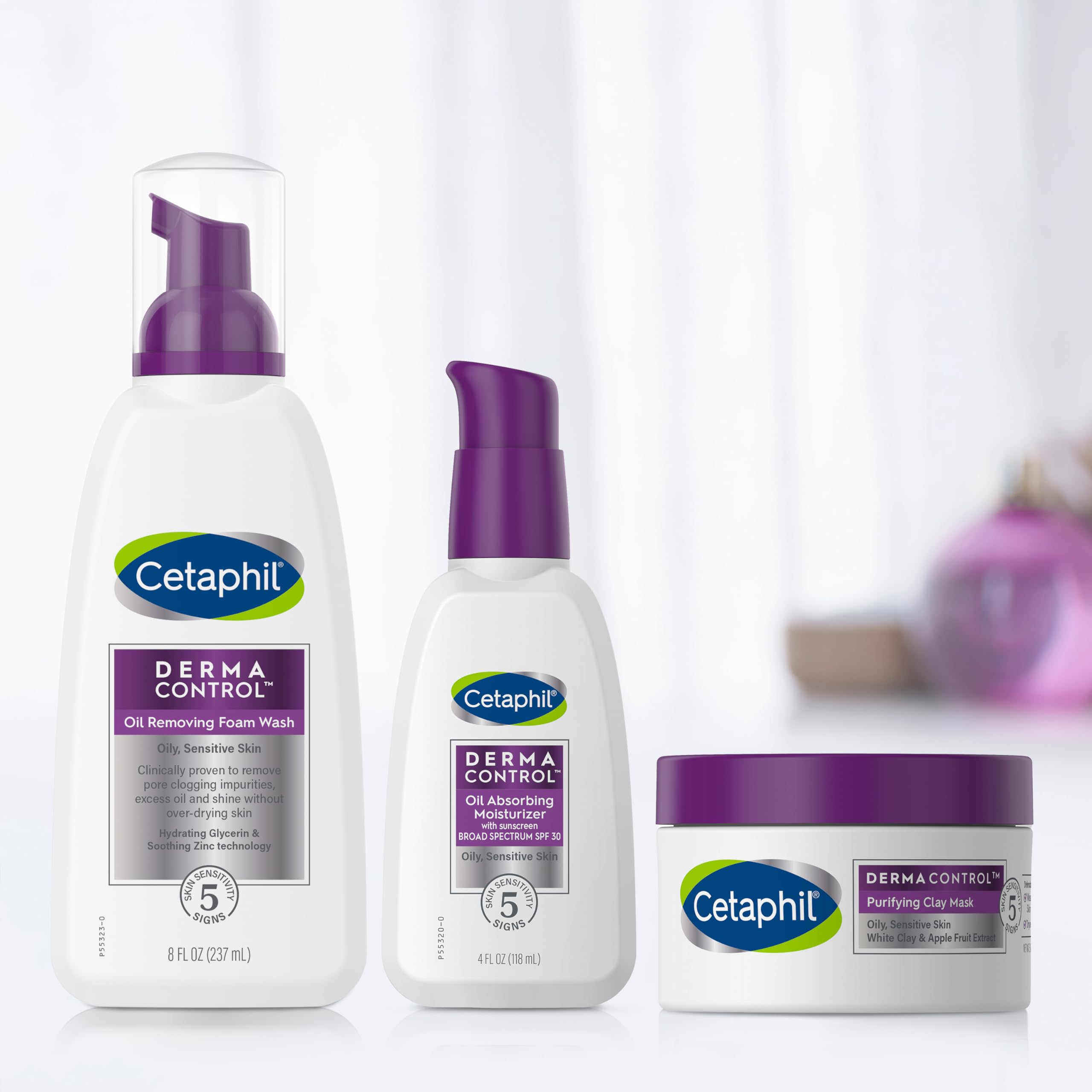 Scent-free Cetaphil DermaControl packaging conveys gentle, irritation-free care.