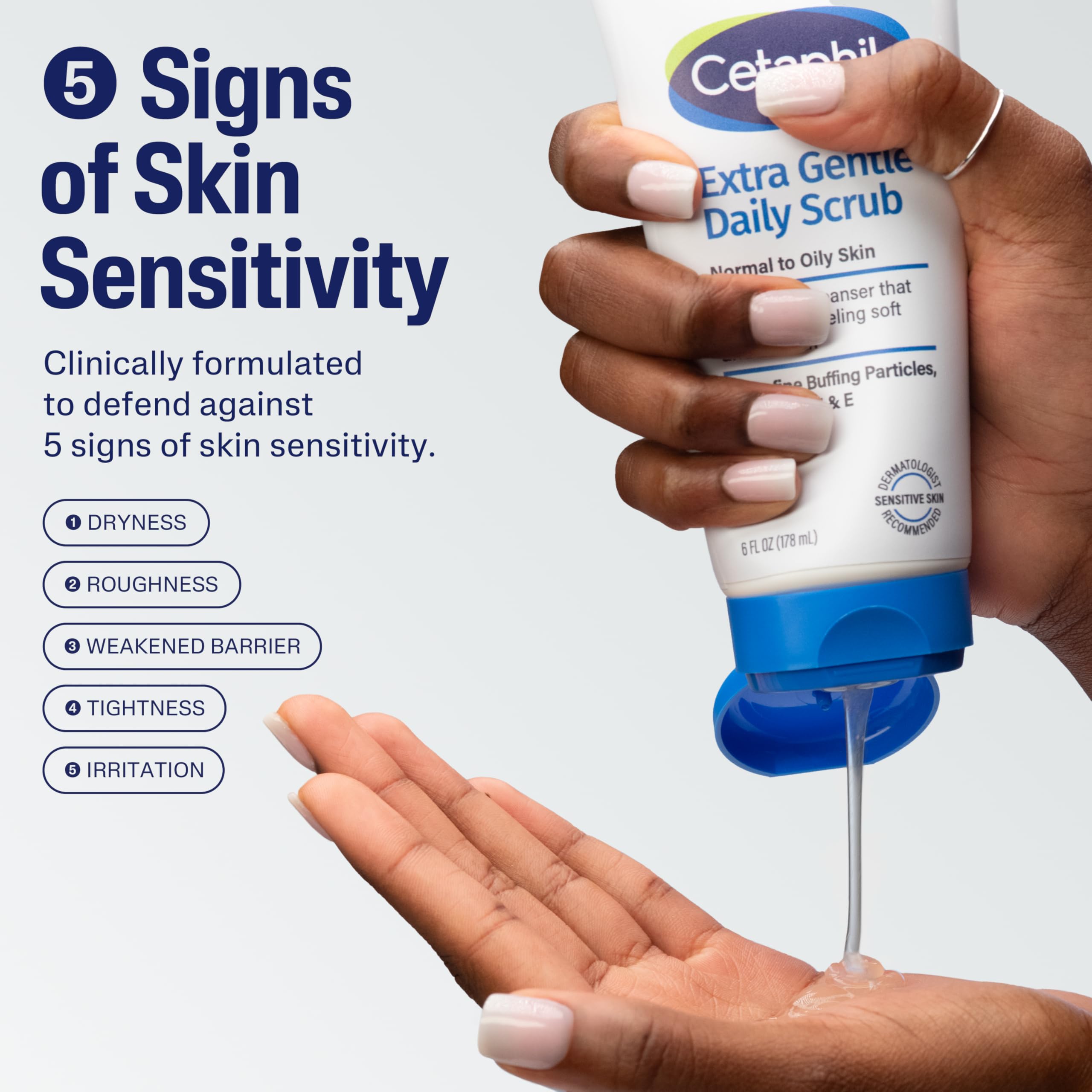 Cetaphil Exfoliating Face Wash texture shows microgranules for mild exfoliation
