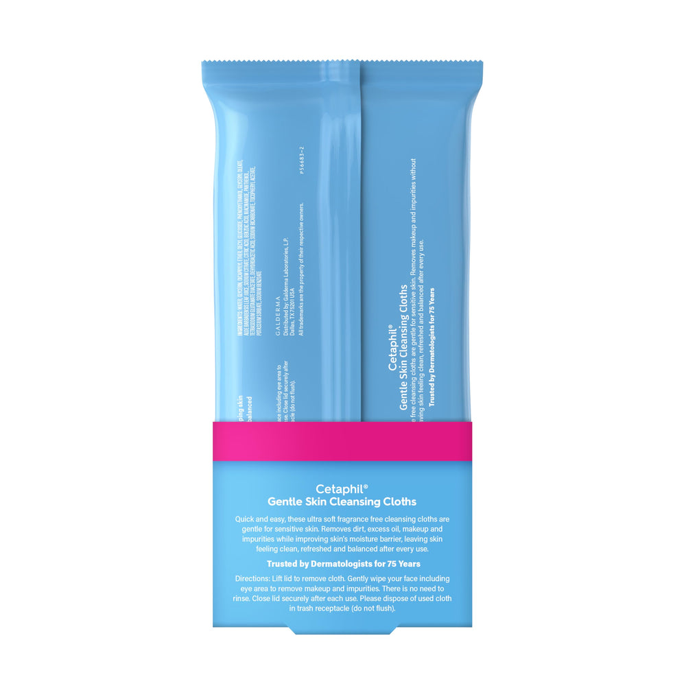 Cetaphil face wipes fragrance-free label – hypoallergenic skincare on the go.