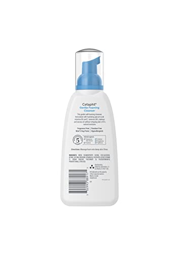 Cetaphil foaming pump-action bottle in use for quick morning cleanse.