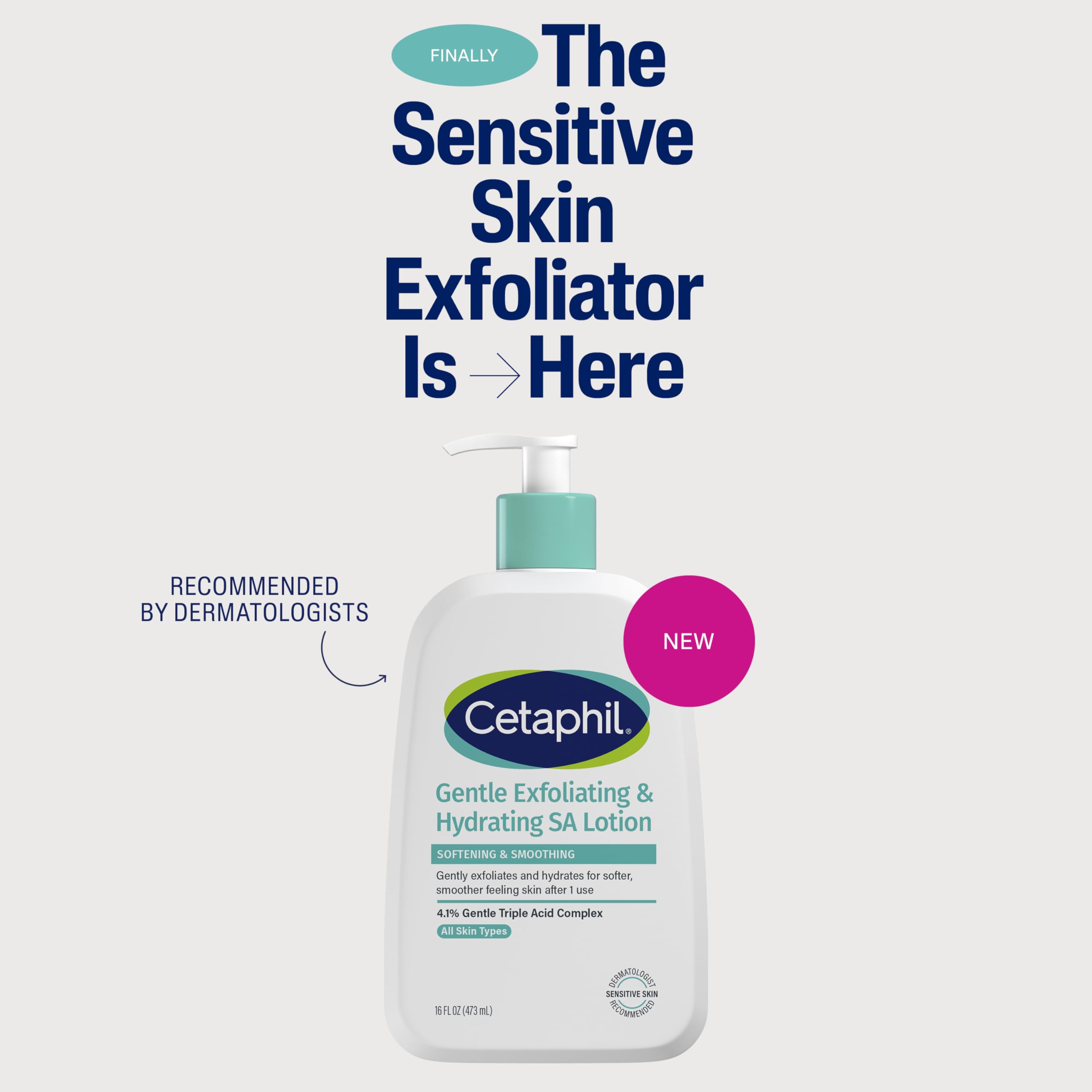 Cetaphil Gentle Exfoliating SA Lotion application closeup showing gentle exfoliation for sensitive skin