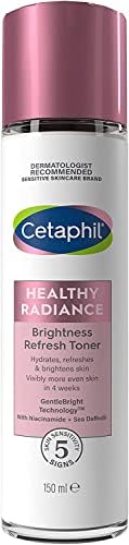 Cetaphil Healthy Radiance toner application-pads demonstrates easy, refreshing skincare routine.