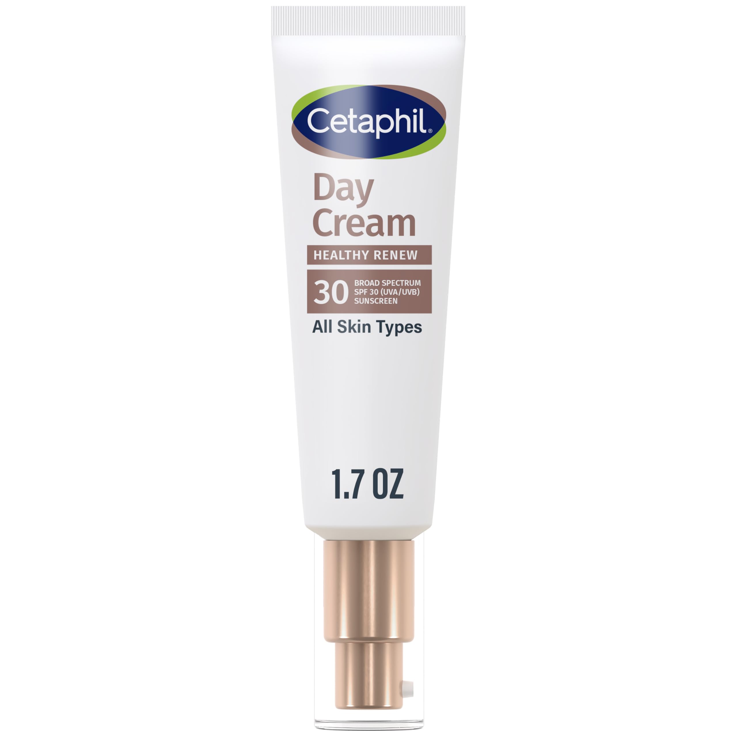 Cetaphil Healthy Renew Day Cream SPF 30 bottle focus, lightweight hydration for sensitive skin.
