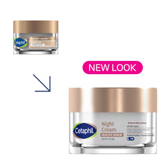 Cetaphil Healthy Renew Night Cream texture swatch illustrates gentle, fragrance-free formula for sensitive skin.