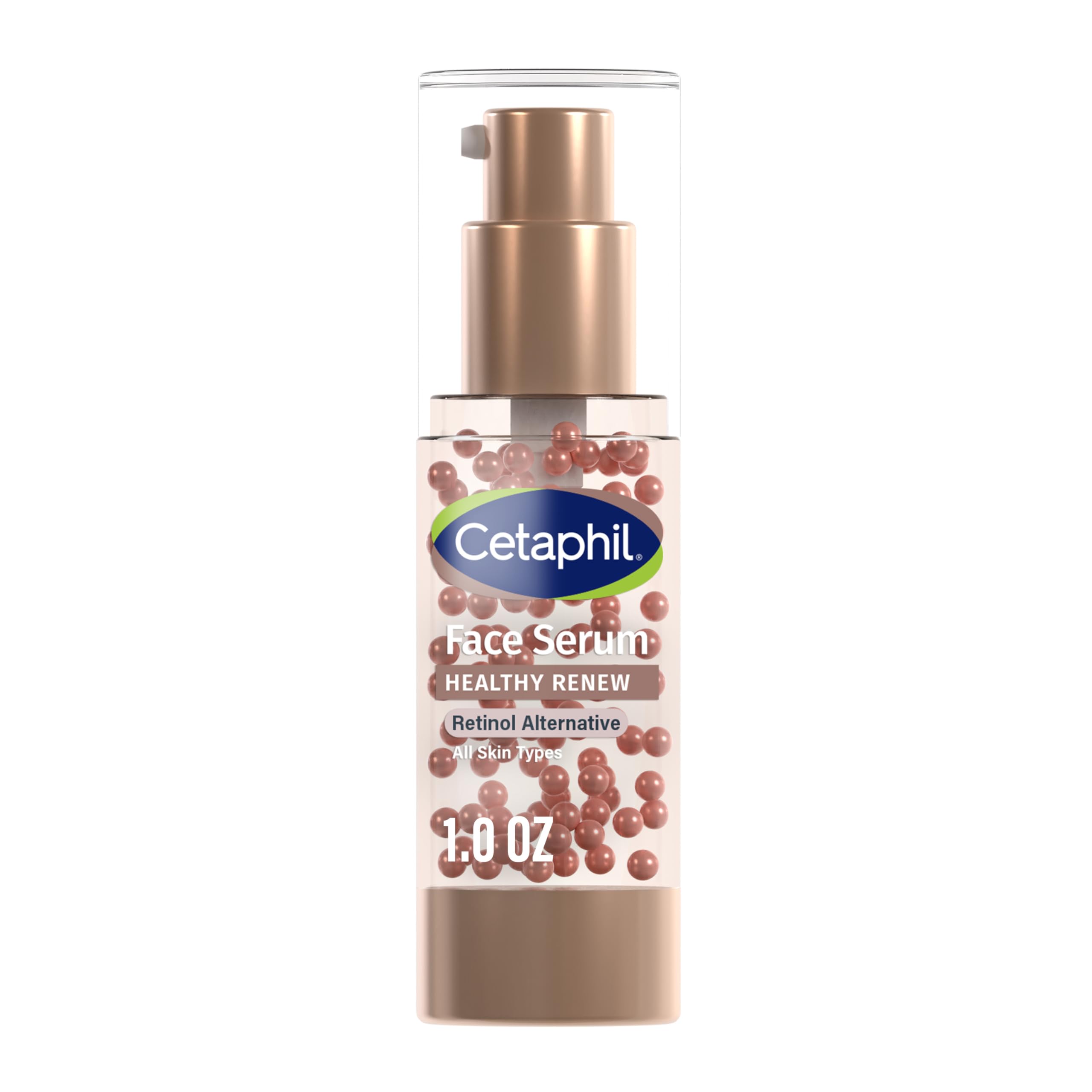 Cetaphil Healthy Renew serum bottle highlights fragrance-free hydration for daily use.