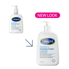 Cetaphil Hydrating Foaming Cream Cleanser aloe focus closeup highlights soothing prebiotic benefits.