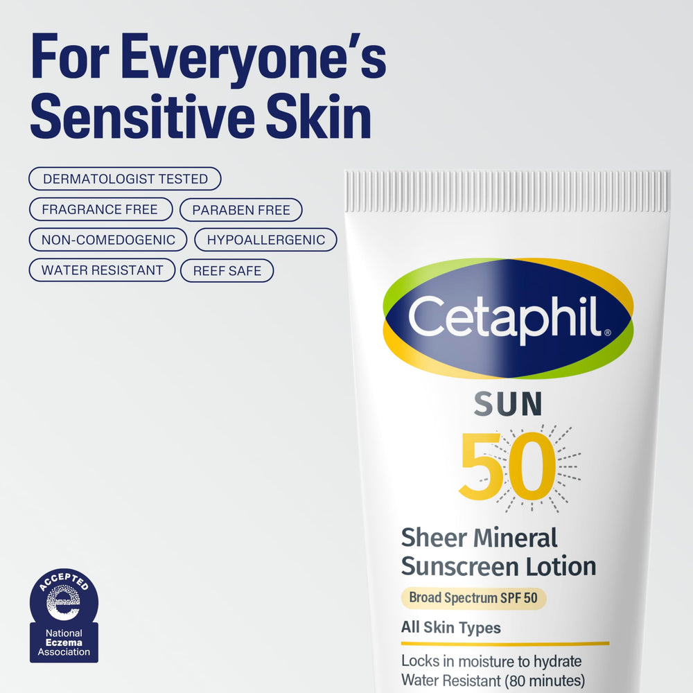 Cetaphil fragrance-free, hypoallergenic sunscreen designed for sensitive skin