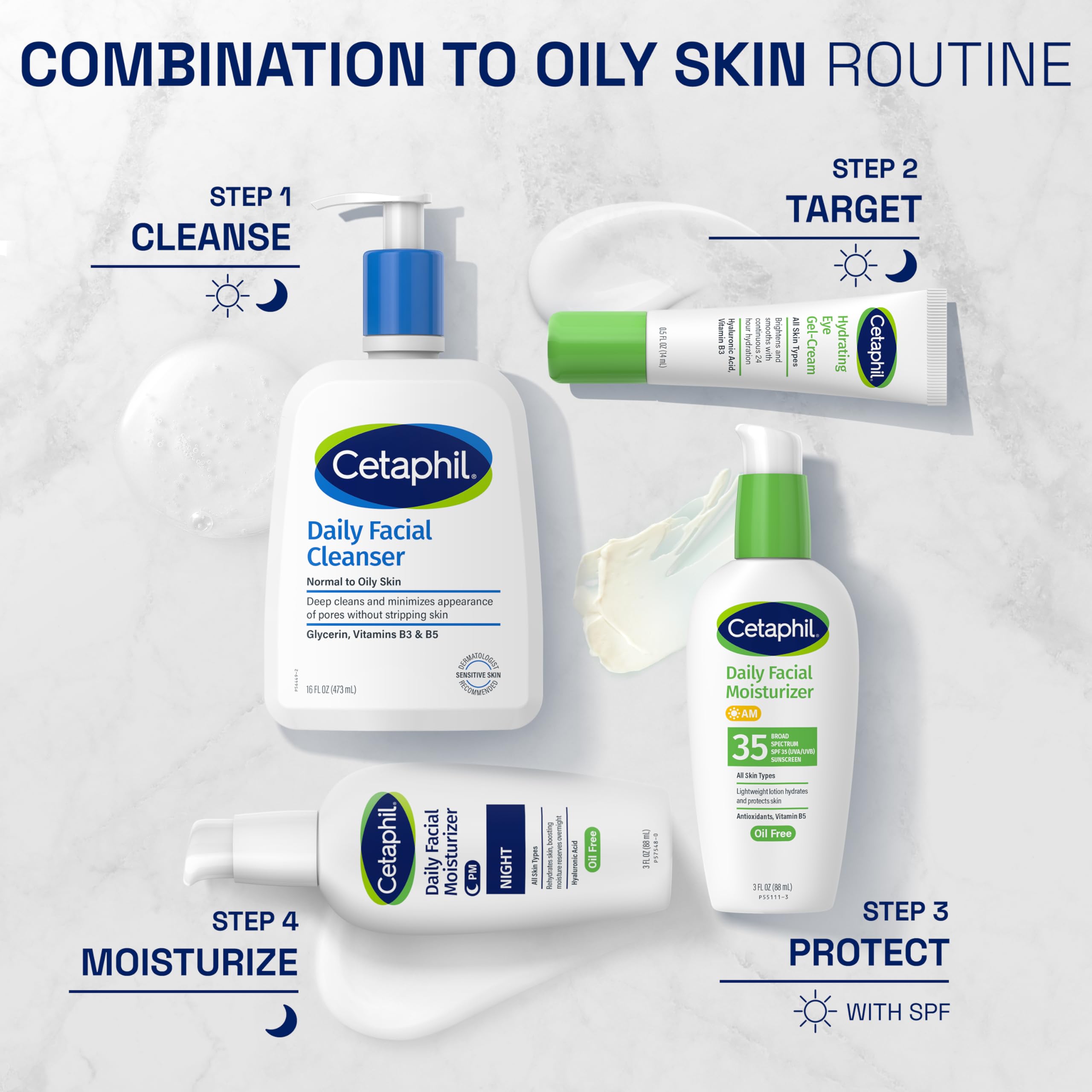 Cetaphil Night Moisturizer dermatologist-recommended badge signals trusted skincare.