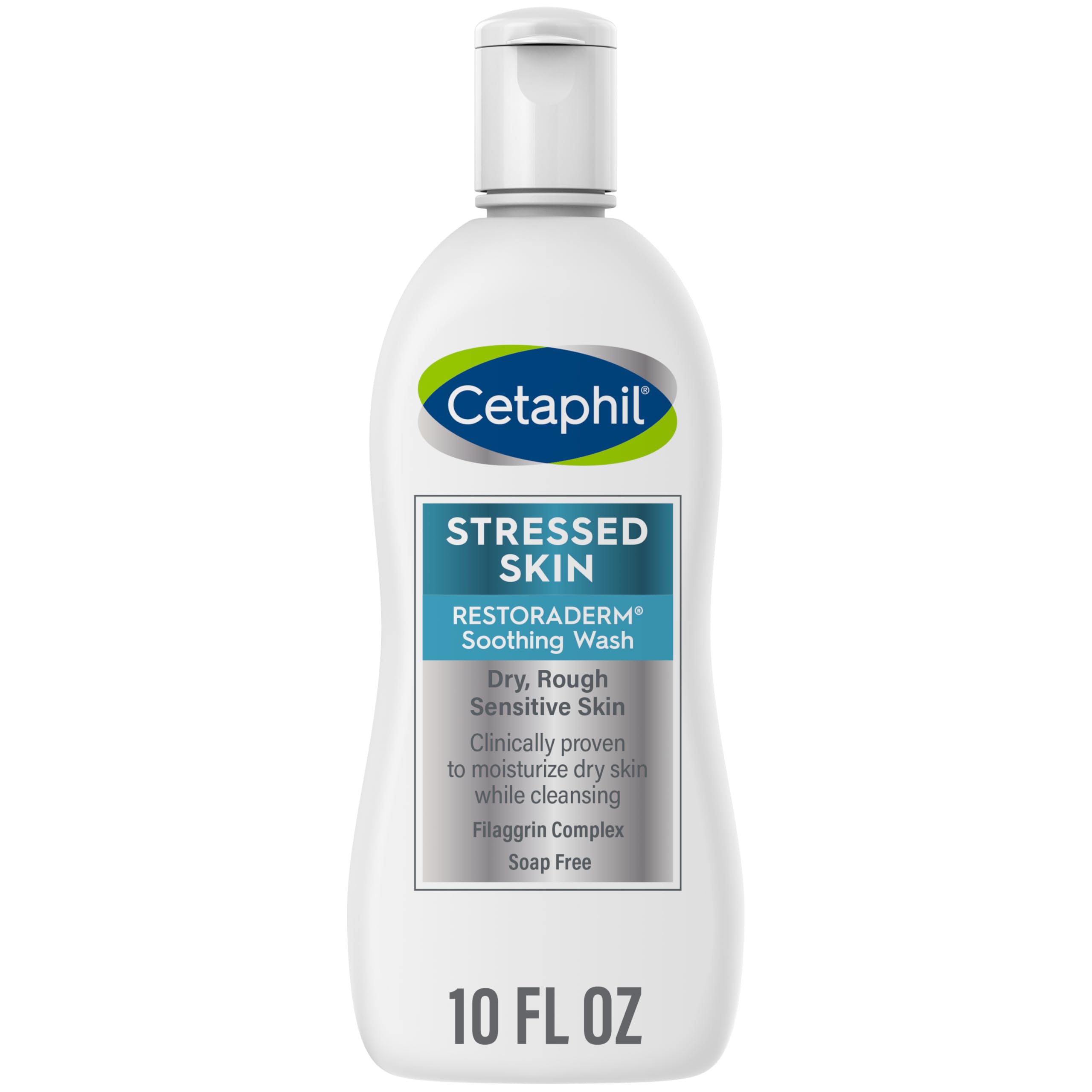 Cetaphil RESTORADERM soothing-wash bottle demonstrates gentle cleansing for very dry skin