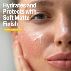 Cetaphil sunscreen swatch dries to a matte finish suitable under makeup.