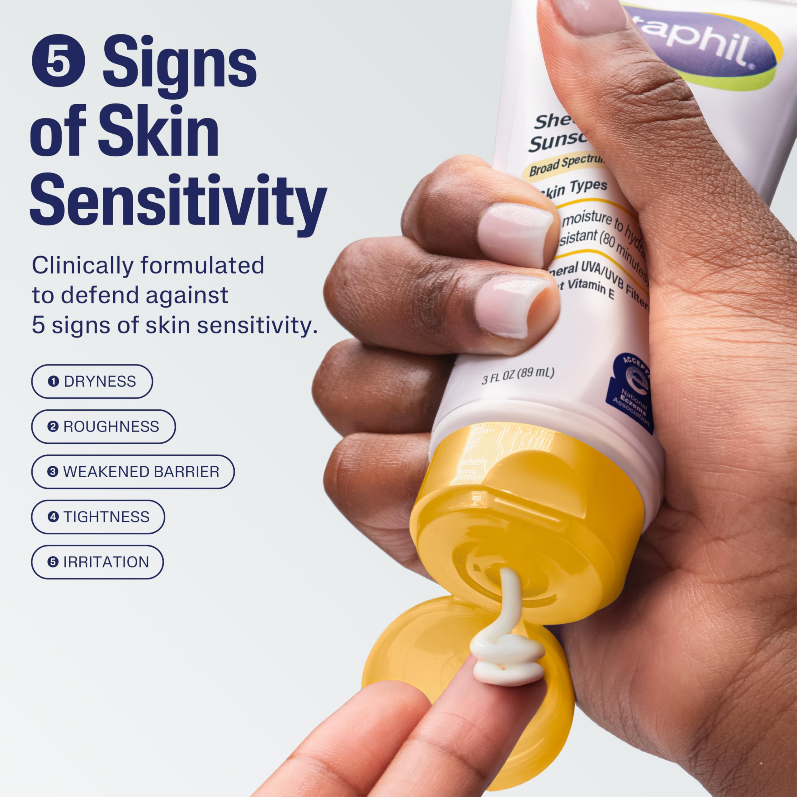 Cetaphil Sheer Mineral Sunscreen on the face offers lightweight, invisible protection