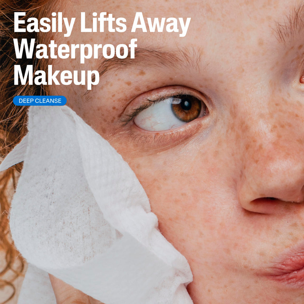 Cetaphil wipe texture closeup highlighting soft cloth for gentle makeup removal
