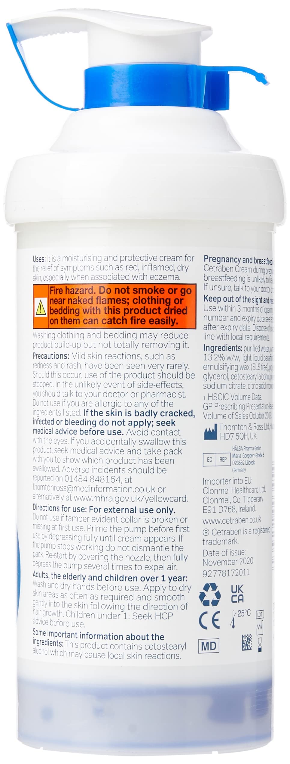 Cetraben Emollient Cream hand-application showing gentle coverage.