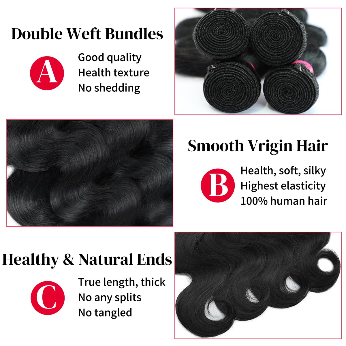 CFY 24-inch silky body wave hair closeup emphasizes smooth texture and shine.