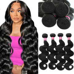 CFY human hair bundles 20-inch body wave closeup showing durable, reusable extensions.