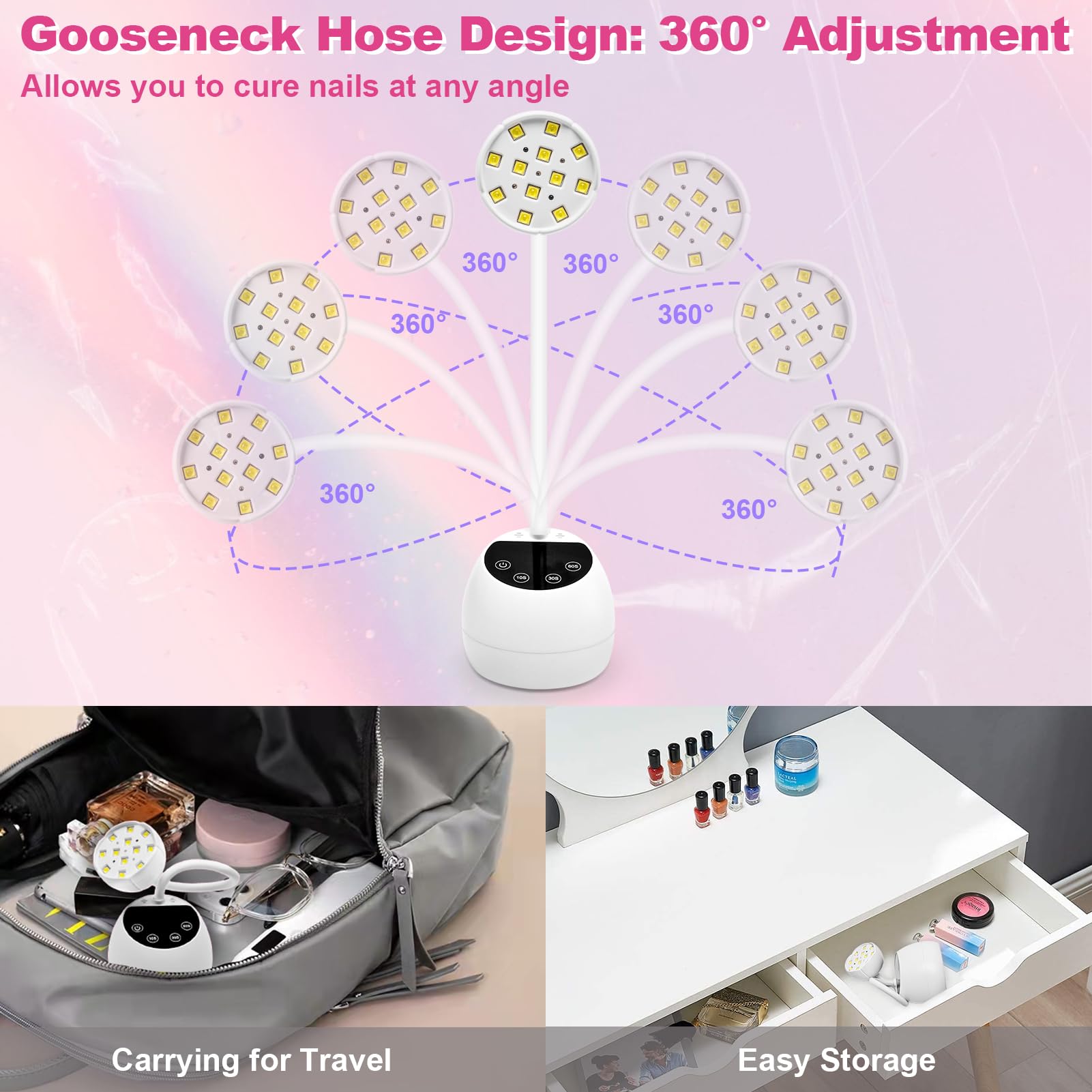 CGBE UV lamp with 4 timers supports simple to complex designs.