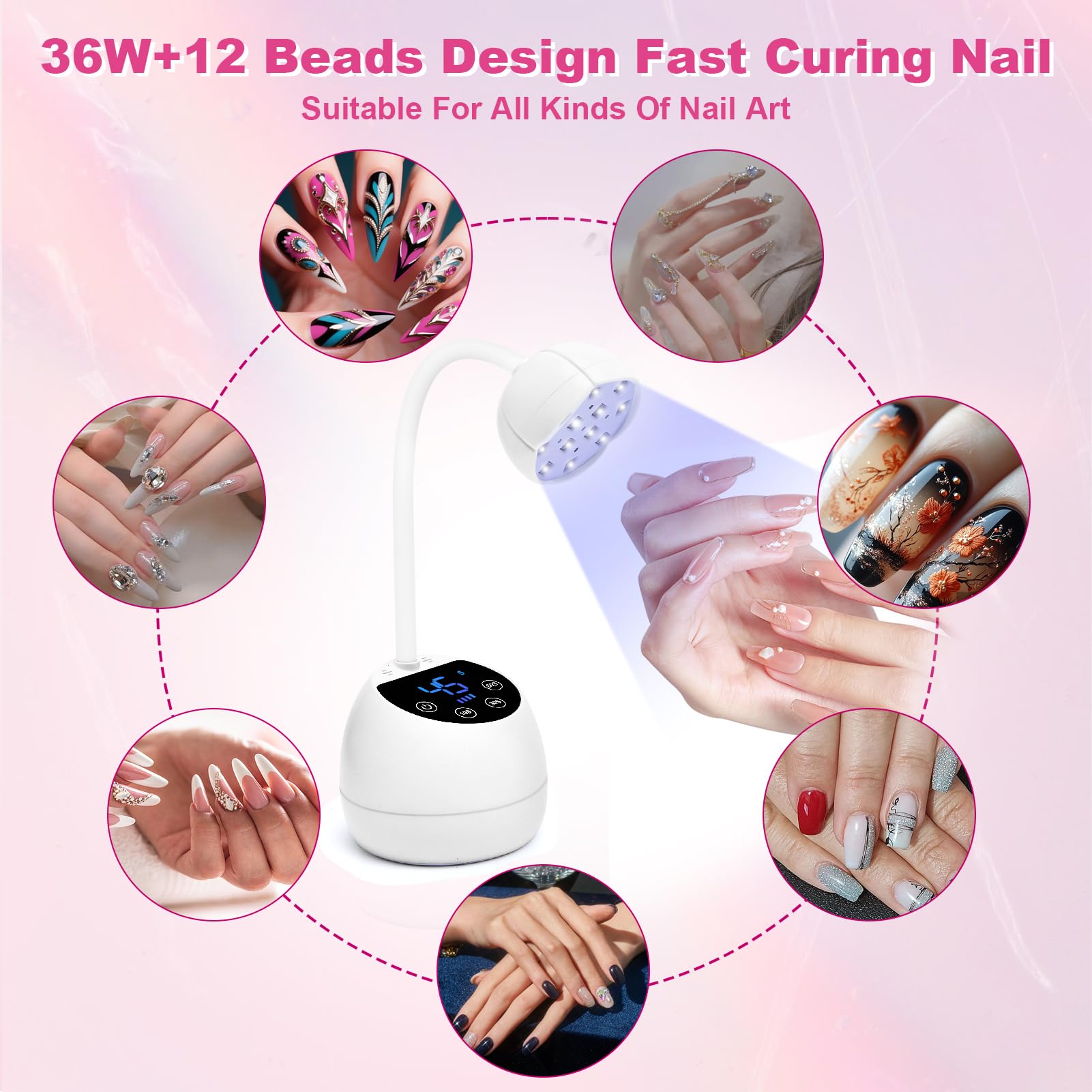 CGBE USB rechargeable lamp for cordless gel nail sessions.
