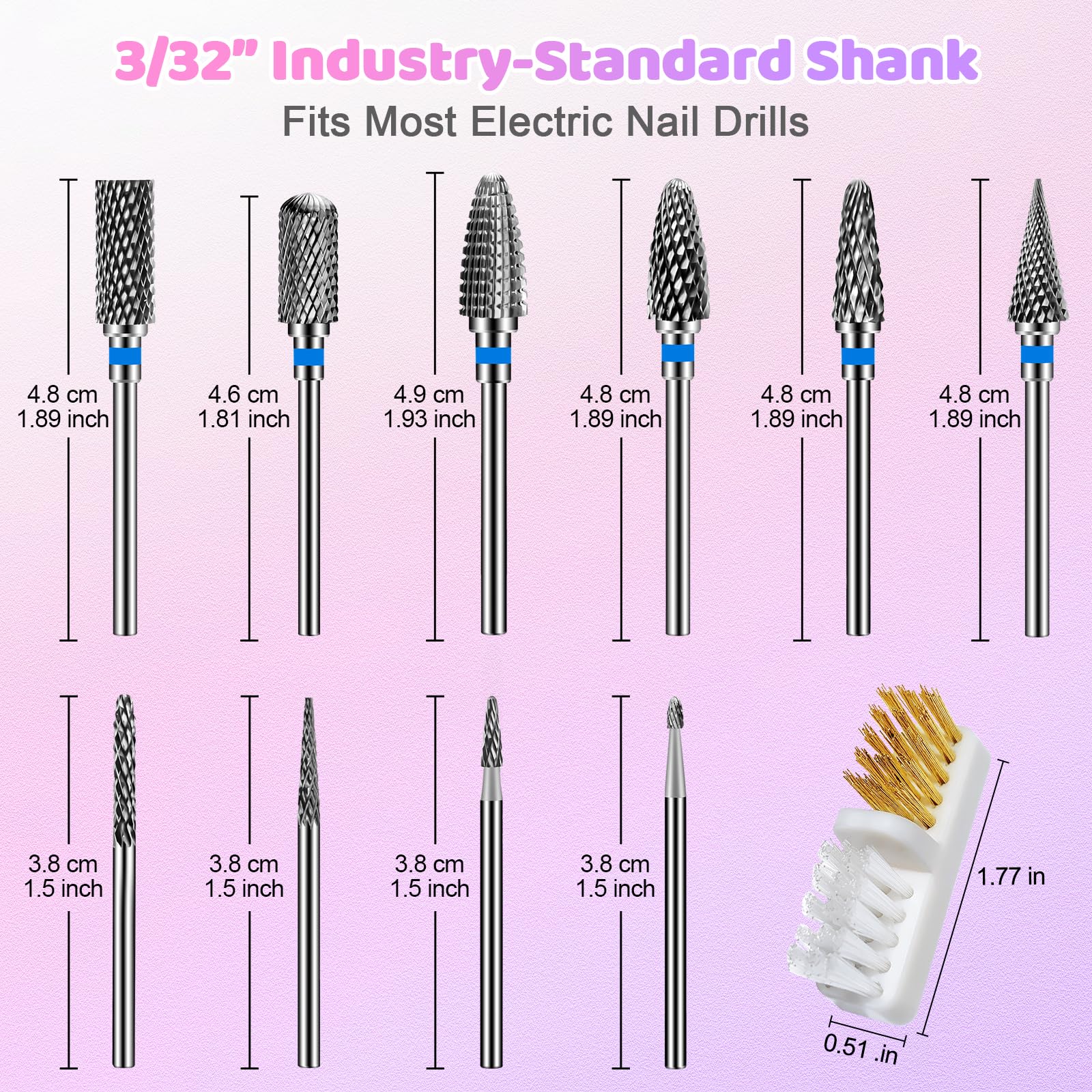 CGBE nail drill bits detail highlighting low heat performance during use.