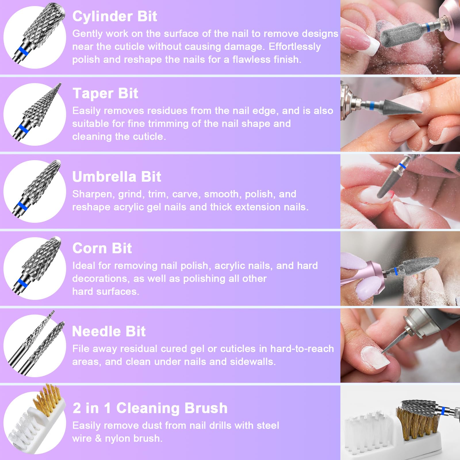 CGBE Nail brush cleans gel dust after use for quick maintenance.