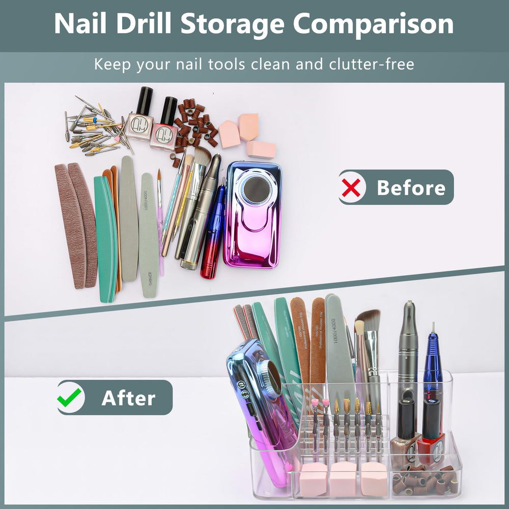 CGBE Nail Drill Bits Holder open design offers clear visibility for selecting bits.