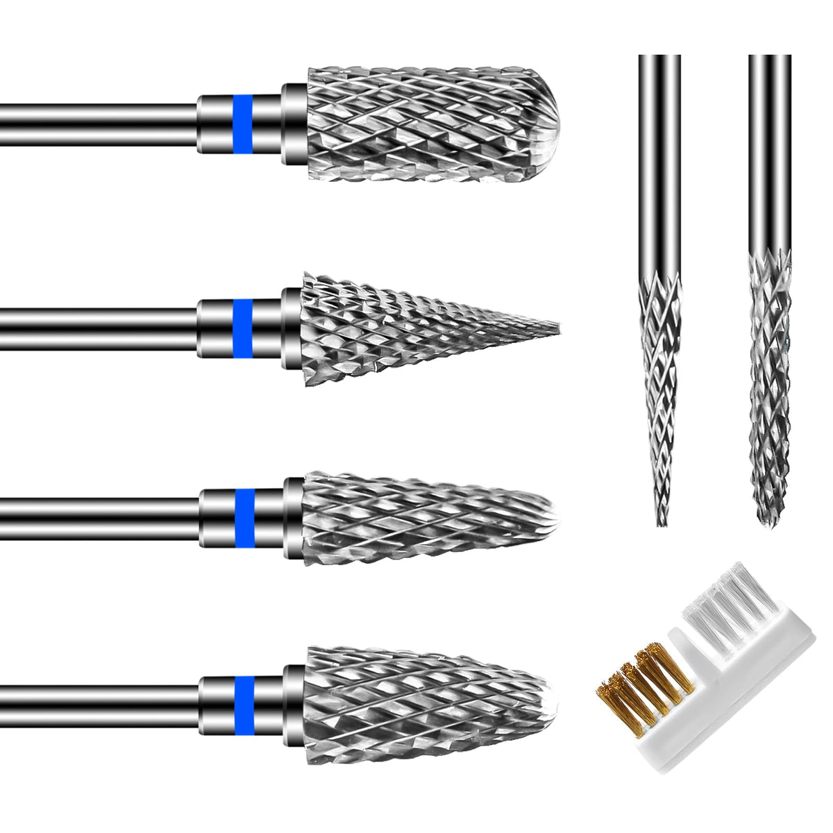 CGBE Nail Drill Bits six-piece kit shown together for versatile manicure shaping and detailing.