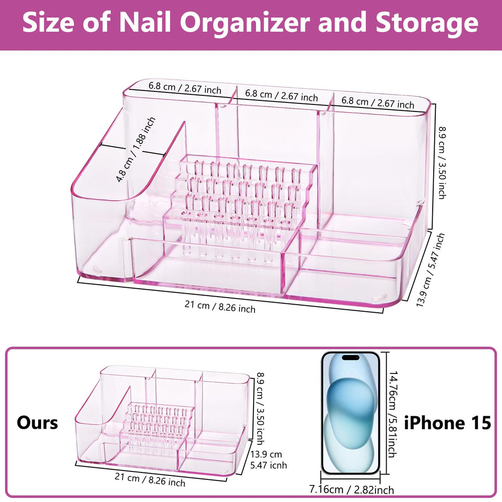 CGBE Highest layer compartments for pens, files, and clippers in clear view