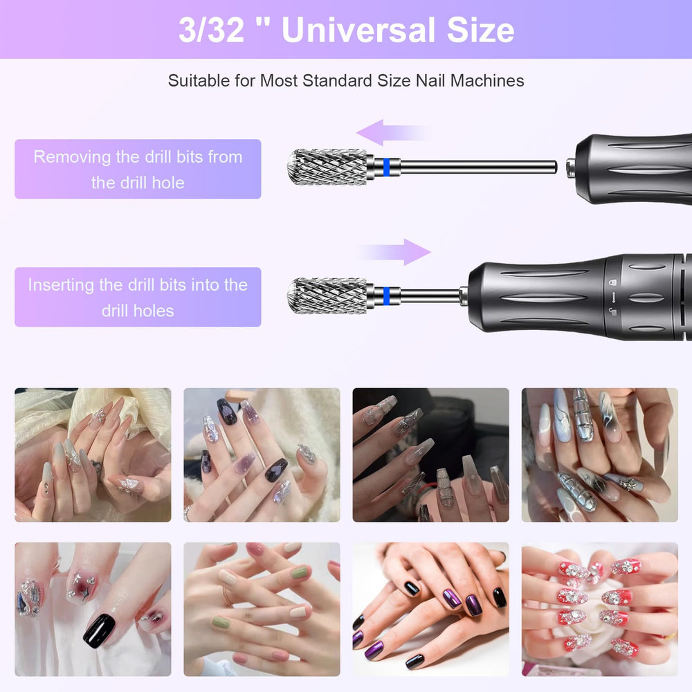 CGBE Universal 3-32 inch nail bit image highlighting compatibility with many machines.