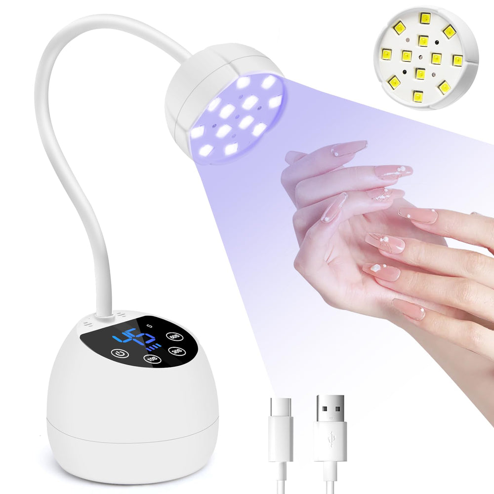 CGBE UV LED Nail Lamp with LCD display showing battery level for uninterrupted manicures.