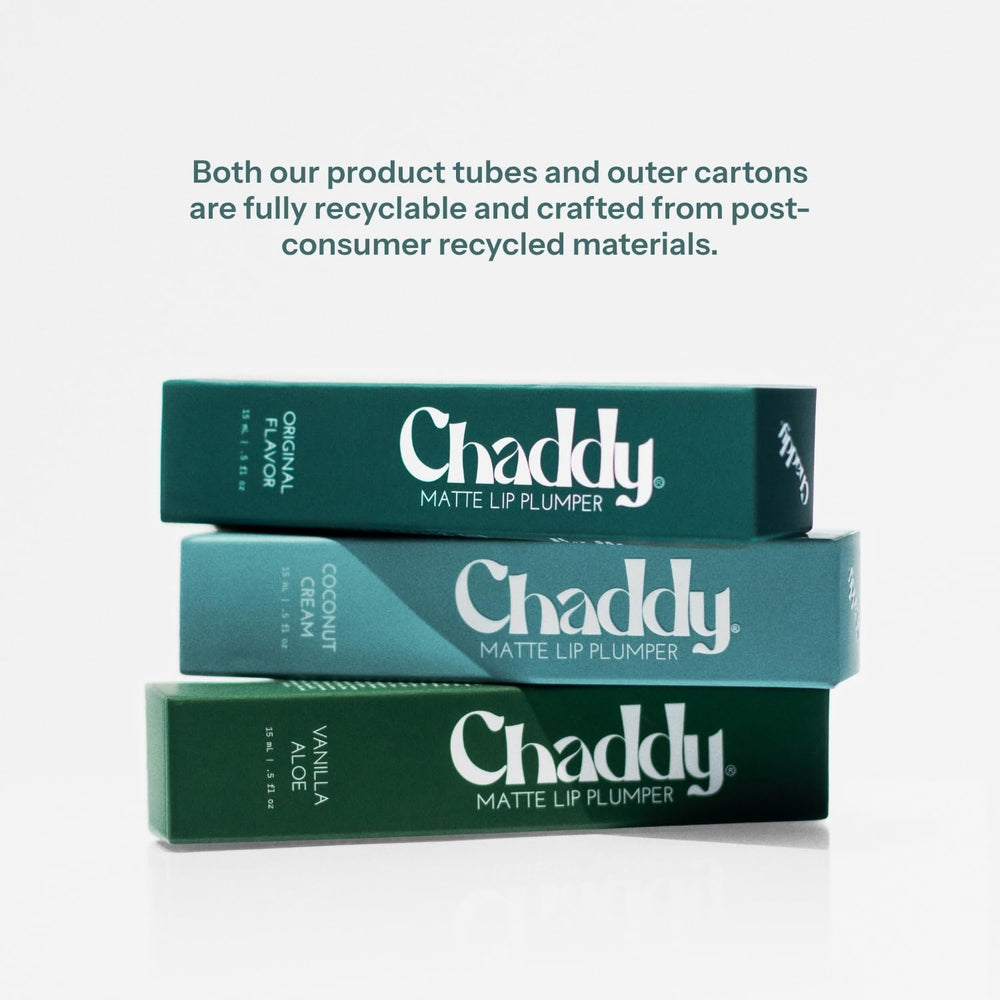 Chaddy Matte Lip Plumper compact packaging ideal for travel.