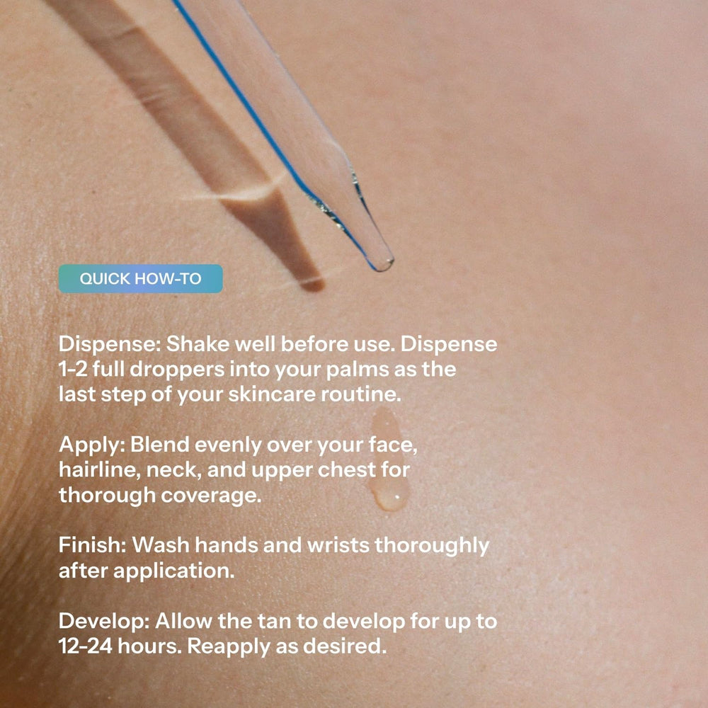 Chaddy Tanning Water is acne-safe and sulfate-free for sensitive or acne-prone skin.