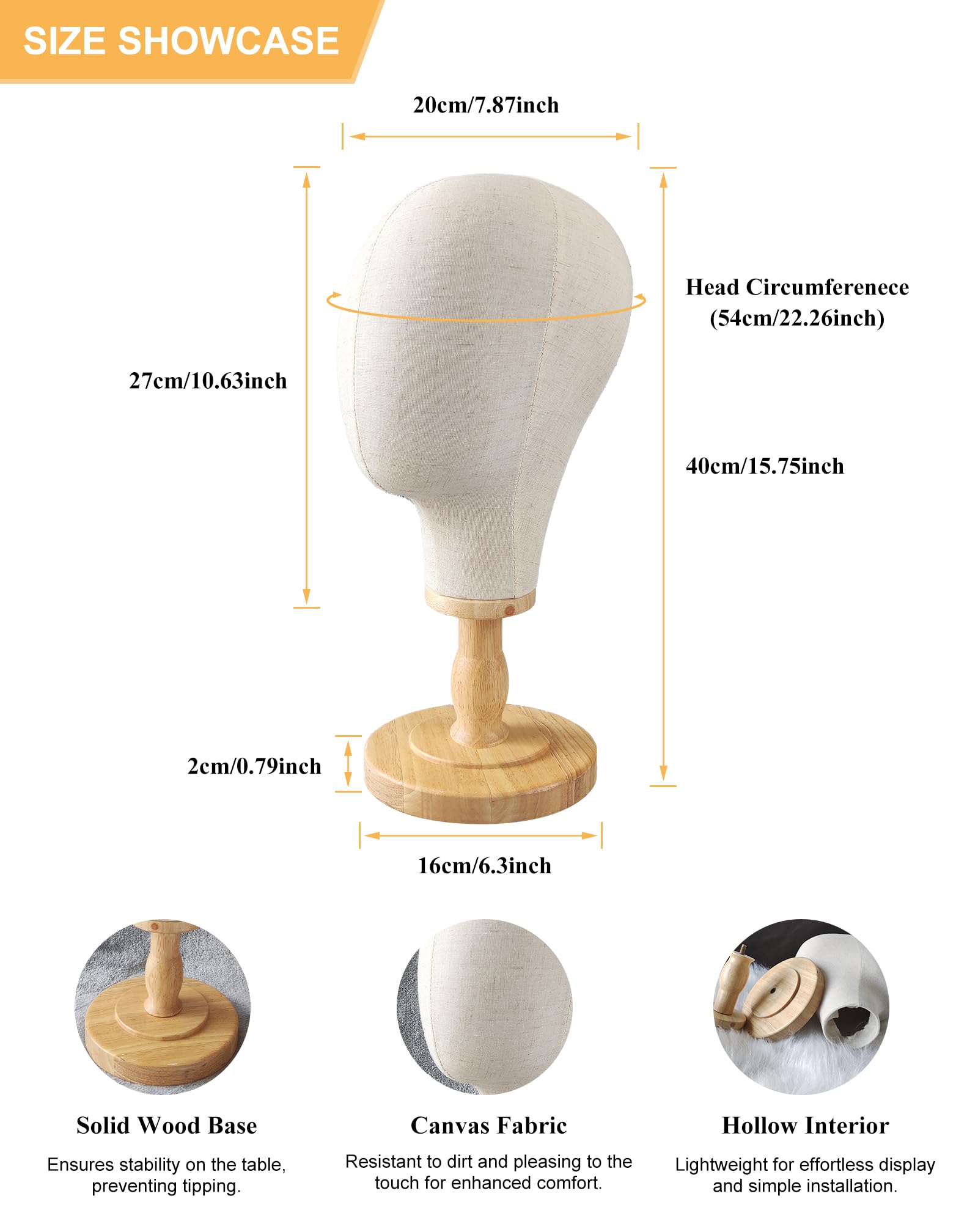 CHADWICK fabric-covered head displays hats and wigs with lifelike shape