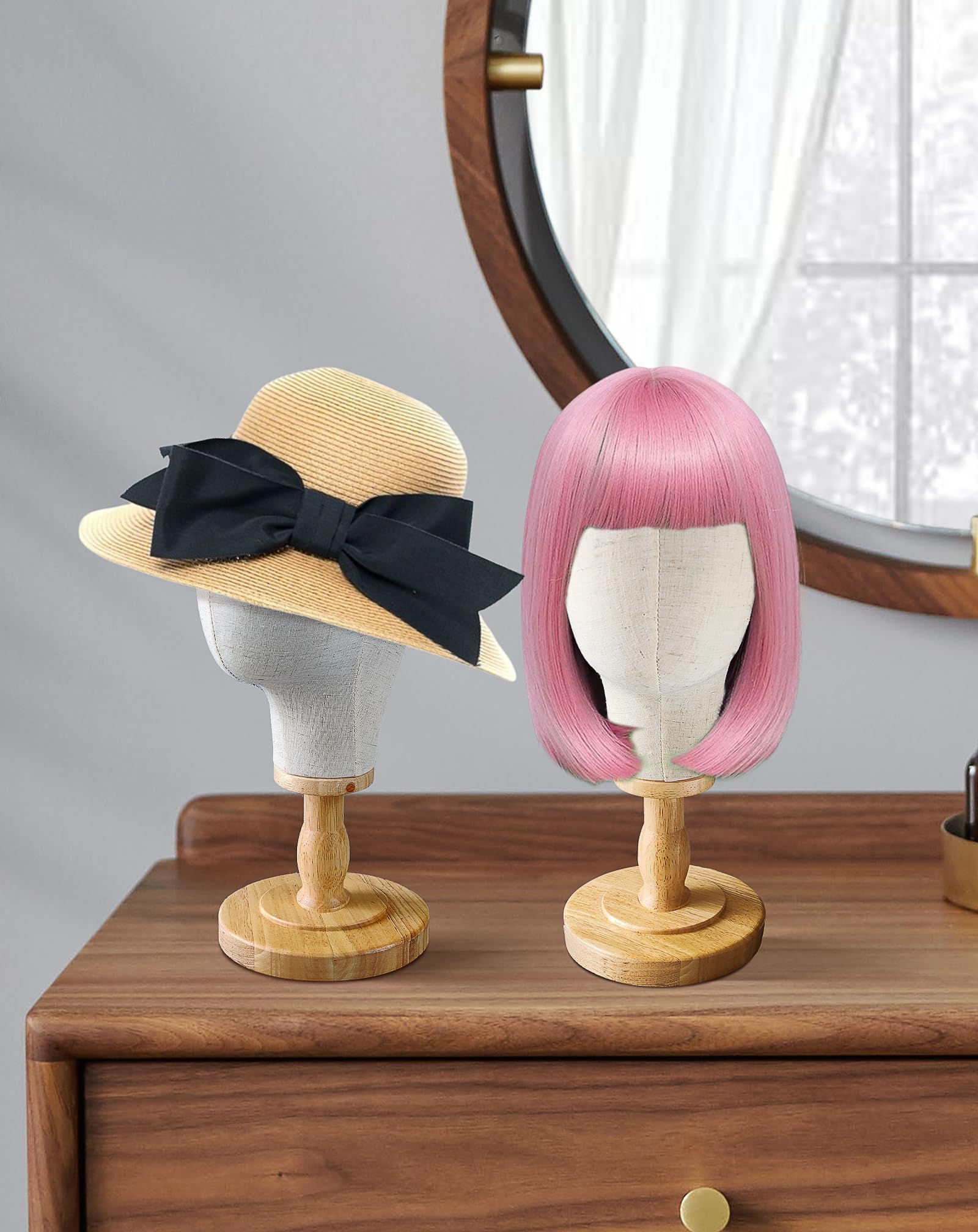 CHADWICK wig head stand in-store showroom highlighting professional presentation