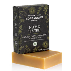 Chagrin Valley Neem & Tea Tree bar packaging highlights zero-waste, recyclable packaging.