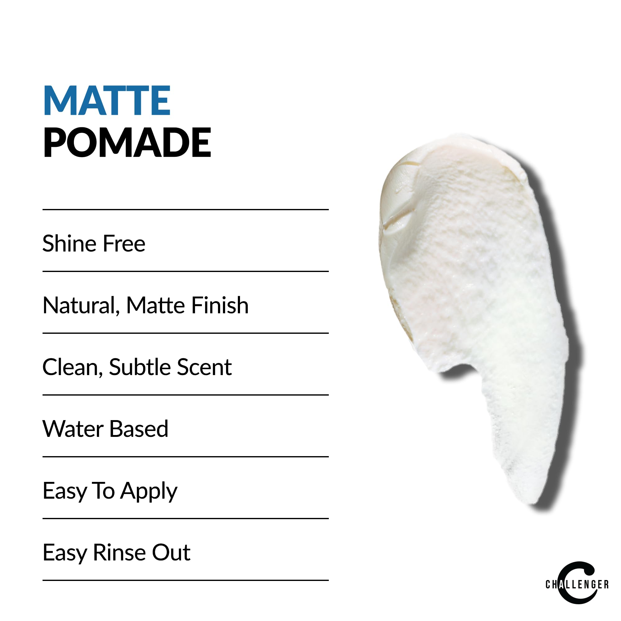 Challenger Matte Cream Pomade in use provides medium hold for versatile styles.