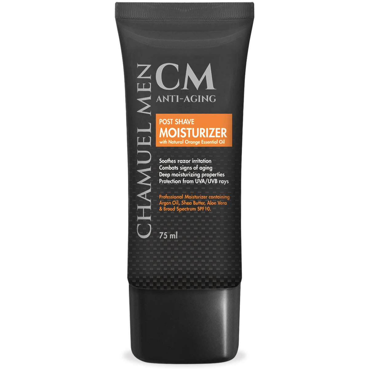 CHAMUEL MEN anti-aging aftershave bottle ready for post shave hydration