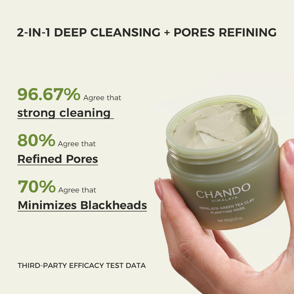 CHANDO HIMALAYA Green clay absorbs oil on skin surface.